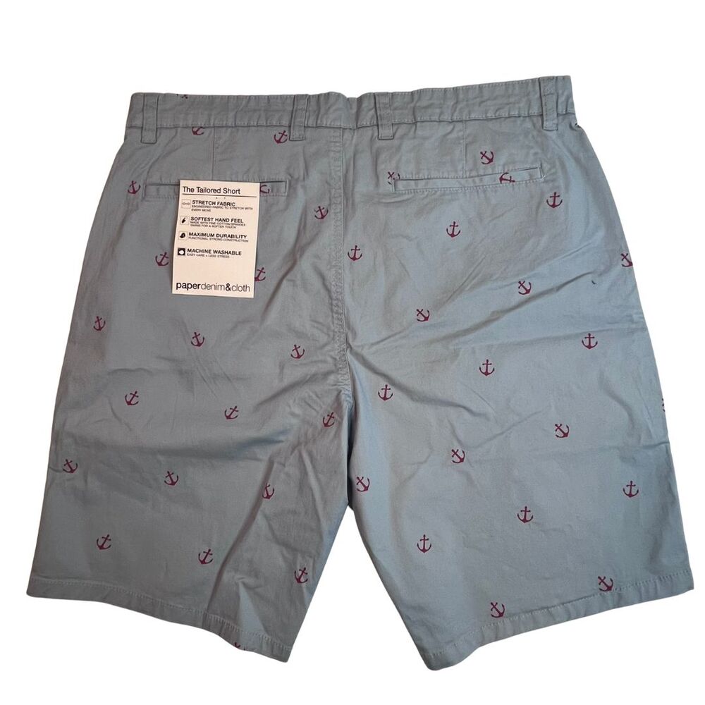 Paperdenim & Cloth Shorts Mens 36 Blue Anchors Casual Preppy Golf Resort Chinos - Picture 7 of 14